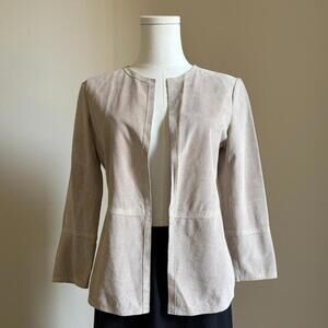 Ecru santana perforated suede jacket cream xs